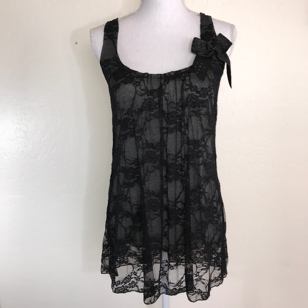 NWT Julie's Closet Black Lace Top